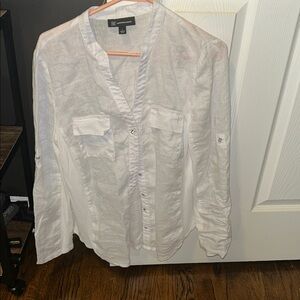 Women’s Lightweight White Shirt with blinged buttons